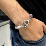 10mm Chevron Amethyst Bead Bracelet - Image 2