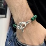 10mm Natural Malachite Bead Bracelet - Image 3
