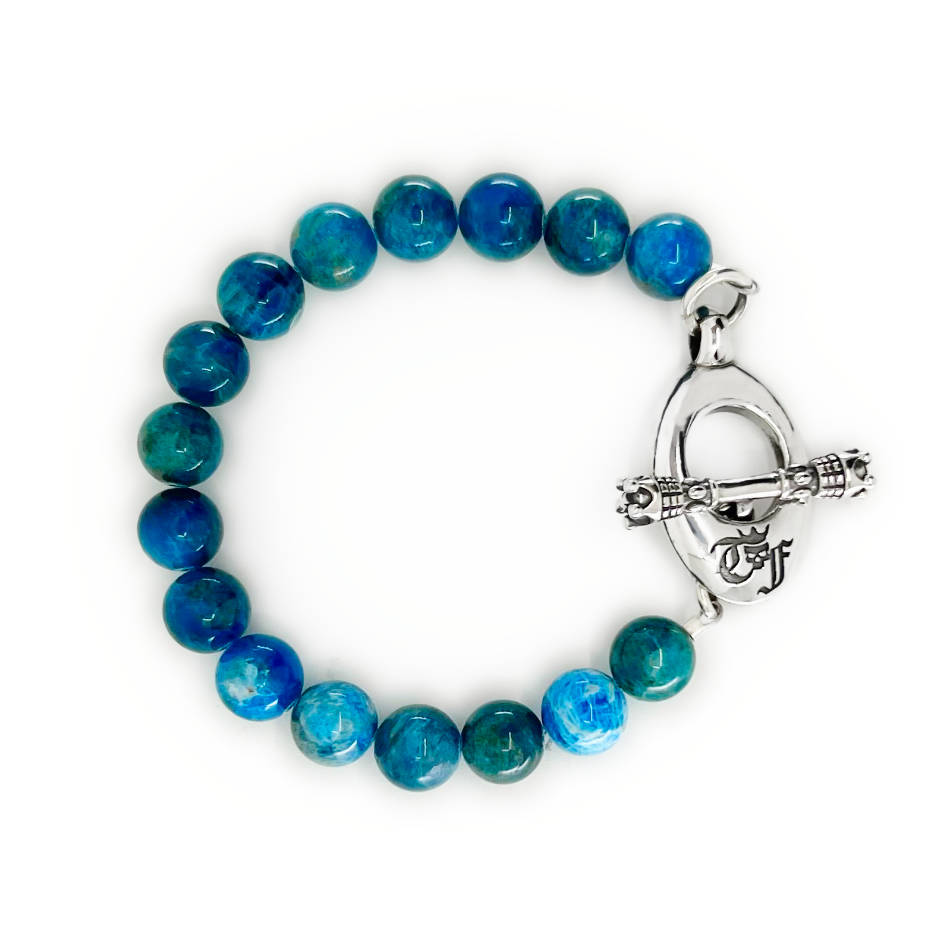 Knot Silver Beads Bracelet (Santorini Blue) - Kompsós