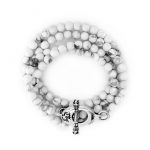 Four Wrap White Agate Bead Bracelet