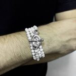 Four Wrap White Agate Bead Bracelet - Image 3