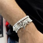 Four Wrap White Agate Bead Bracelet - Image 2